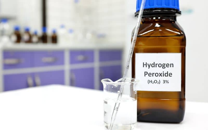  a bottle of Hydrogen peroxide