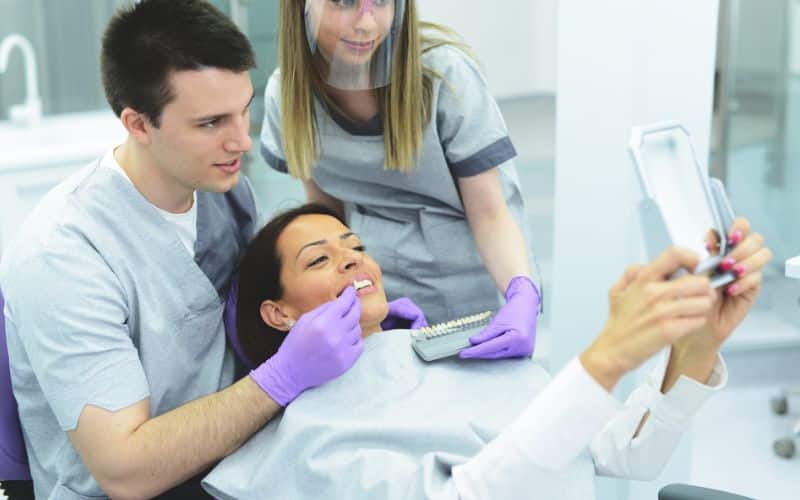 woman having a dental veneers procedure